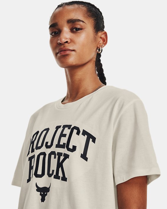Women's Project Rock Heavyweight Campus T-Shirt, White, pdpMainDesktop image number 4